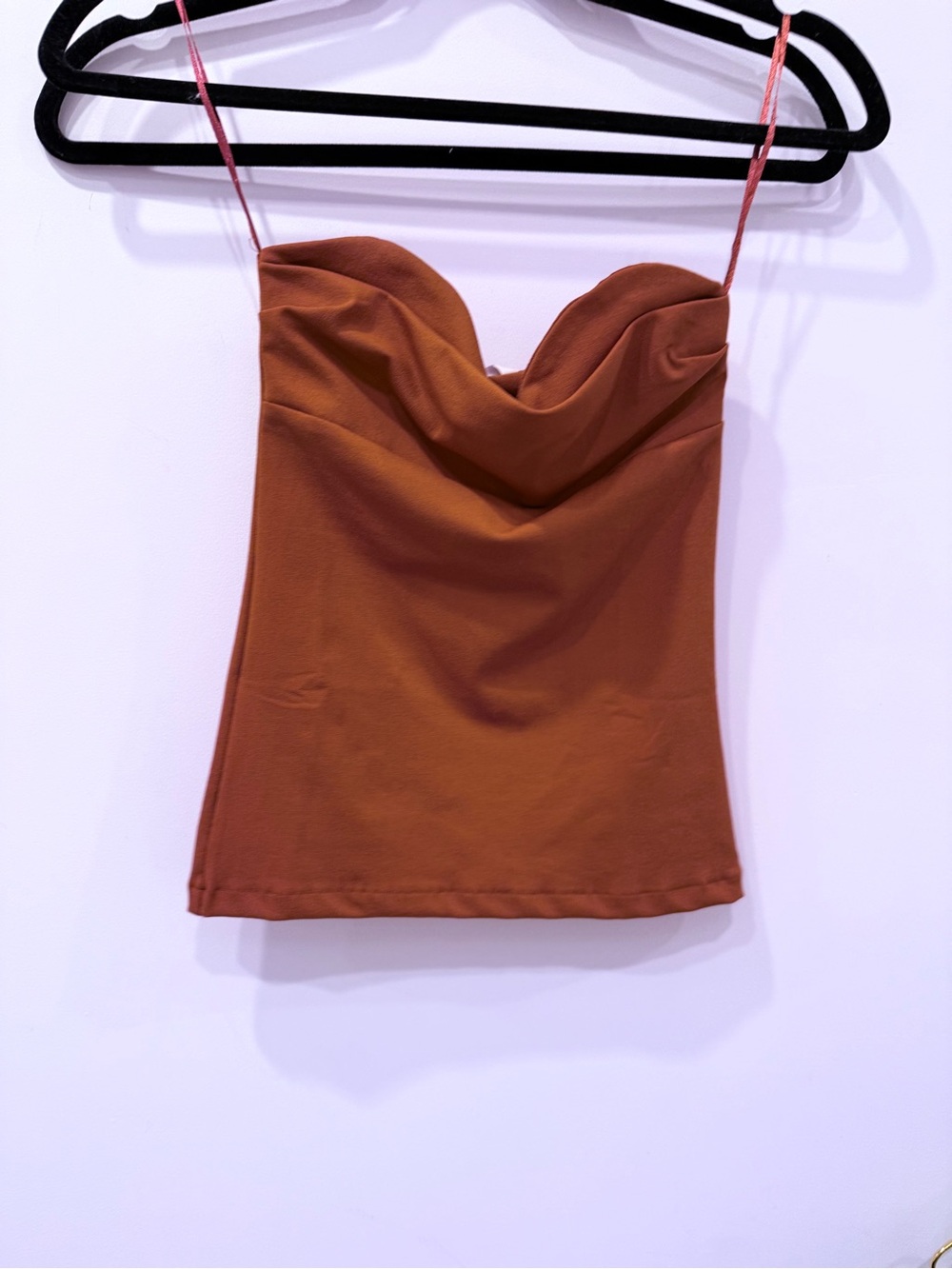 Zara Rust Brown Cowl Neck Spaghetti Strap Top